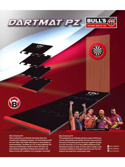 darts mat Bull's Dart Mat, black-red, with dart backing