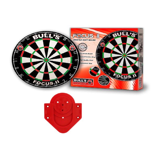 Bull's Focus II official competition darts board + Bull's Profix System spec. wall bracket