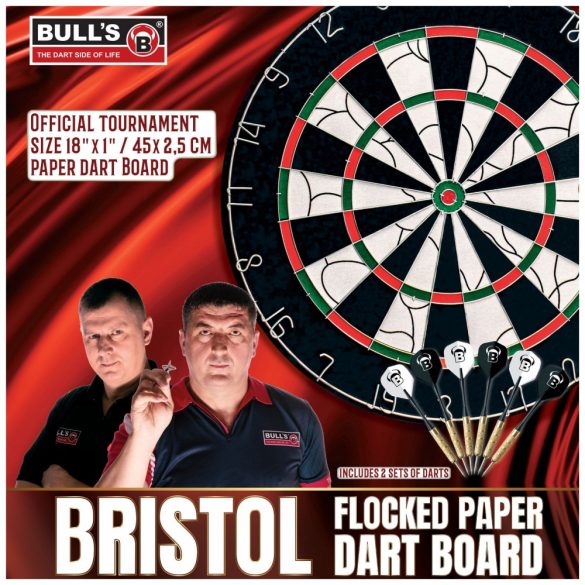 Bull's darts papírtábla Bristol (6 db nyíllal)