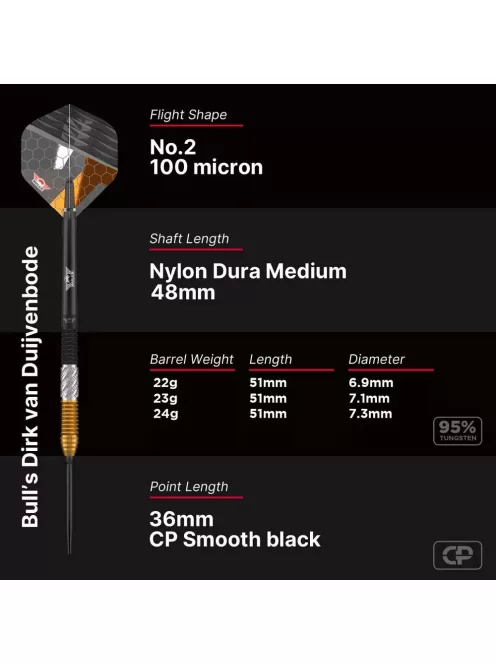 Darts szett steel Bull's NL CP Dirk van Duijvenbode, 22g 95%