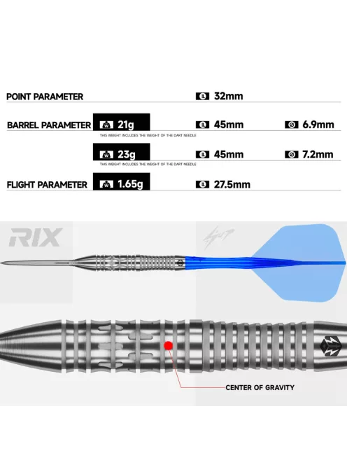 Darts szett steel Caliburn RIX R2 21g 90% wolfram