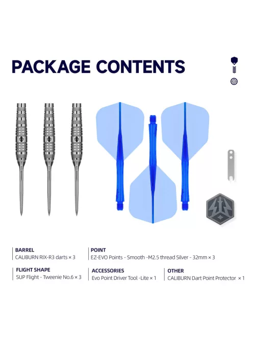 Darts szett steel Caliburn RIX R3 23g 90% wolfram