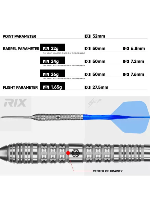 Darts szett steel Caliburn RIX R4 24g 90% wolfram