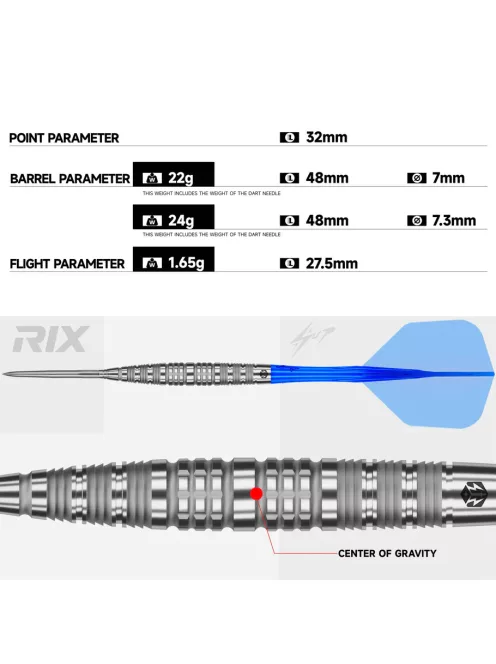 Darts szett steel Caliburn RIX R6 24g 90% wolfram