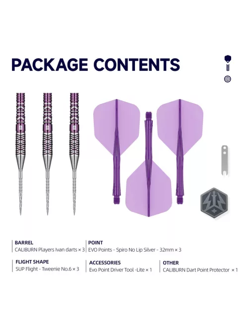 darts szett steel Caliburn Awakening Ivan 25gr, 90%
