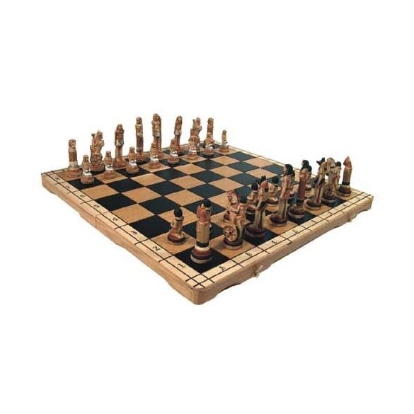 chess set Egypt (handmade board, and painted stone pieces)