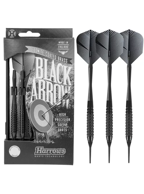 Dart set Harrows soft, Black Arrow K, 18g, brass