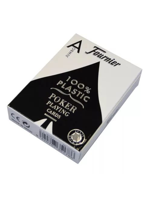PÓKER KÁRTYA, FOURNIER, PLASZTIK, JUMBO INDEX, 12 db (6 fekete, 6 piros pakli)