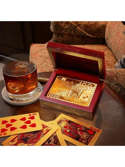 24K-os arany bevonatú póker kártyacsomag, díszdobozban