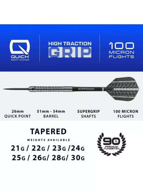dart szett Harrows steel Supergrip 90% Quick Point, 30g