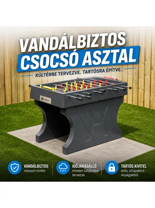 közterületi HeBlad csocsó asztal vandálbiztos (antracit színben), 1360 kg