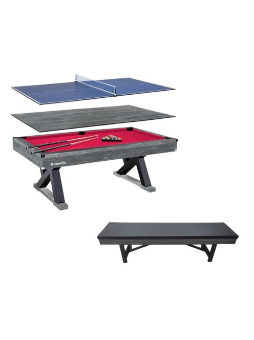 3 in 1 pool biliárdasztal inSPORTline Residento paddal (pool biliárd, étkező, ping pong asztal) sötét fa színben