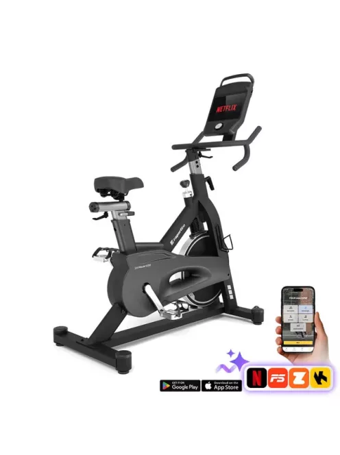 Szobakerékpár inSPORTline ZenRoute 1200, HRC program, 22kg lendkerék, italtartó, 10,1" TFT érintőképernyő, ékszijas, max. 150kg