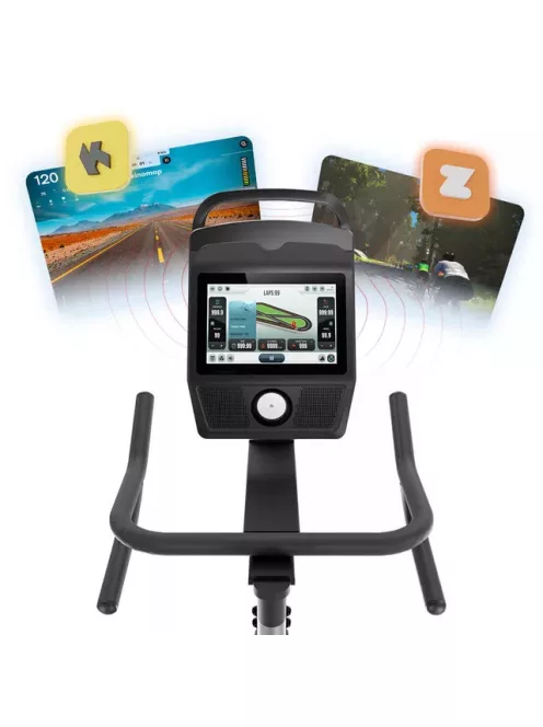 Szobakerékpár inSPORTline ZenRoute 1200, HRC program, 22kg lendkerék, italtartó, 10,1" TFT érintőképernyő, ékszijas, max. 150kg