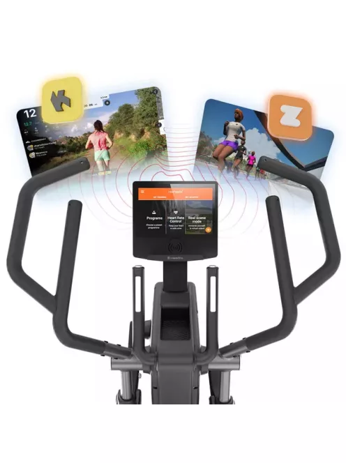 Ellipszis tréner inSPORTline ZenStride 1200, állítható lépéshossz, vezeték nélküli telefontöltés, bluetooth-kapcsolat, 10,1" TFT érintőképernyő