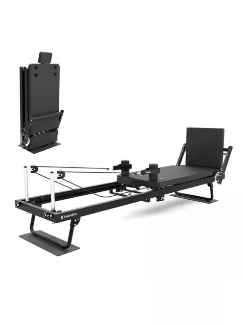Reformer pilates inSPORTline Auraler, kettős ellenállási rendszer, összecsukható acélszerkezet, görgők a könnyű kezeléshez