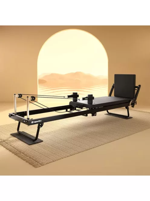 Reformer pilates inSPORTline Auraler, kettős ellenállási rendszer, összecsukható acélszerkezet, görgők a könnyű kezeléshez