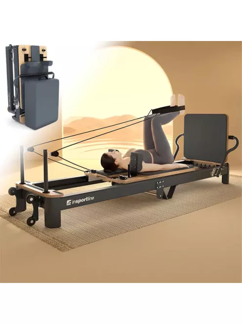Pilates reformer inSPORTline Comfolder, pilates box tartozék, praktikus, összecsukható, porszórt, karcálló, rugós ellenállás, ALU váz, súly 68kg 