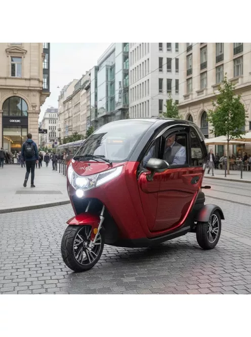 Elektromos robogó tetővel W-TEC Tukago - 45 km/h, tolatókamera 4"-os LCD kijelzővel, multimédiás Bluetooth, biztonsági övek, riasztórendszer - piros