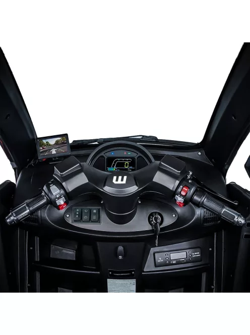 Elektromos robogó tetővel W-TEC Tukago - 45 km/h, tolatókamera 4"-os LCD kijelzővel, multimédiás Bluetooth, biztonsági övek, riasztórendszer - fekete