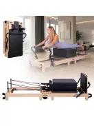 Pilates reformer inSPORTline Driftaler, összecsukható szerkezet biztonsági retesszel, tölgyfából készült váz, speciális pilates-doboz