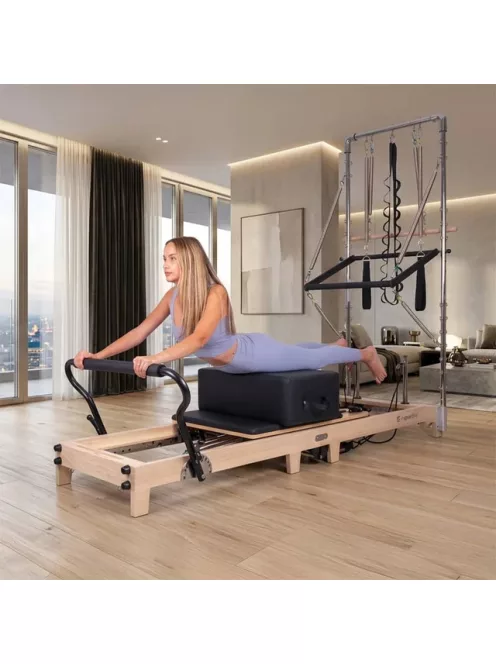 Pilates reformer inSPORTline Driftaler, összecsukható szerkezet biztonsági retesszel, tölgyfából készült váz, speciális pilates-doboz