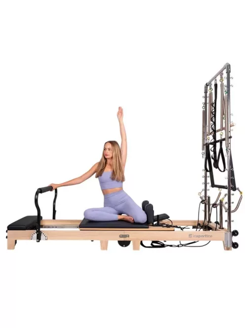 Pilates reformer inSPORTline Driftaler, összecsukható szerkezet biztonsági retesszel, tölgyfából készült váz, speciális pilates-doboz