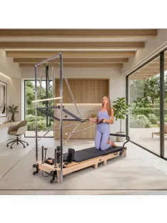   Pilates Reformer torony inSPORTline Driftaler, stabil szerkezet, 53 rögzítőszem, V-alakú fogantyú, négy hosszú és négy rövid prémium rugó
