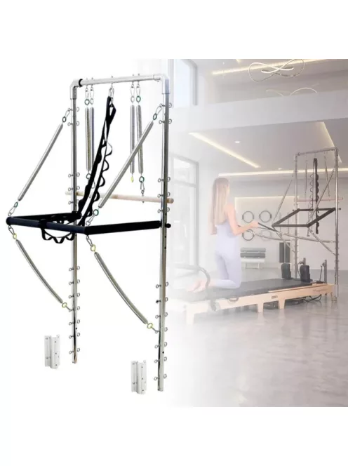 Pilates Reformer torony inSPORTline Driftaler, stabil szerkezet, 53 rögzítőszem, V-alakú fogantyú, négy hosszú és négy rövid prémium rugó