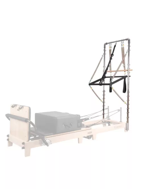 Pilates Reformer torony inSPORTline Driftaler, stabil szerkezet, 53 rögzítőszem, V-alakú fogantyú, négy hosszú és négy rövid prémium rugó