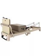 Pilates reformer inSPORTline Comfolder EVO, összecsukható szerkezet, 4 görgő a könnyű mozgatáshoz, karcolásálló váz, levehető háttámla, pilates doboz - anthracit