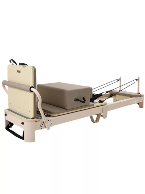 Pilates reformer inSPORTline Comfolder EVO, összecsukható szerkezet, 4 görgő a könnyű mozgatáshoz, karcolásálló váz, levehető háttámla, pilates doboz - anthracit