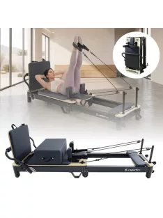   Pilates reformer inSPORTline Comfolder EVO, összecsukható szerkezet, 4 görgő a könnyű mozgatáshoz, karcolásálló váz, levehető háttámla, pilates doboz - bézs