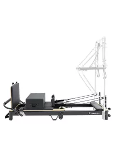   Pilates reformer inSPORTline Comfolder EVO, összecsukható szerkezet, 4 görgő a könnyű mozgatáshoz, karcolásálló váz, levehető háttámla, pilates doboz - bézs