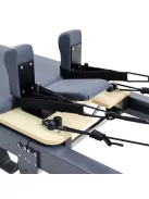 Pilates reformer inSPORTline Comfolder EVO, összecsukható szerkezet, 4 görgő a könnyű mozgatáshoz, karcolásálló váz, levehető háttámla, pilates doboz - bézs