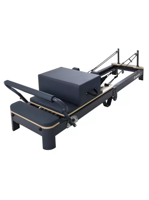 Pilates reformer inSPORTline Comfolder EVO, összecsukható szerkezet, 4 görgő a könnyű mozgatáshoz, karcolásálló váz, levehető háttámla, pilates doboz - bézs