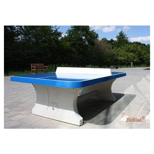 vandal-resistant outdoor HeBlad concrete table tennis table classic blue, rounded