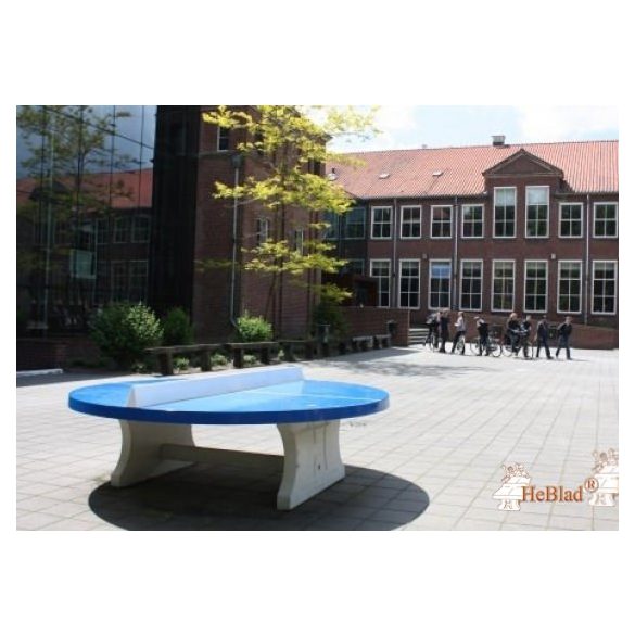 vandal-proof outdoor HeBlad concrete table tennis table classic blue round