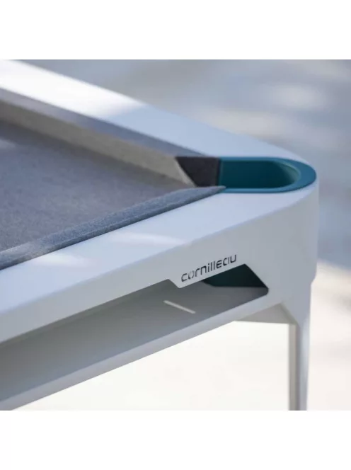 pool biliárdasztal kültéri Cornilleau Hyphen 7' fehér (étkező fedlappal), tenger zöld zsebekkel