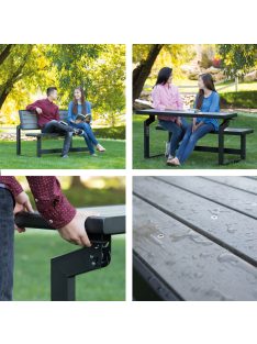   étkezővé alakítható kerti pad, sörpad, Buffalo Lifetime, fekete-szürke színben