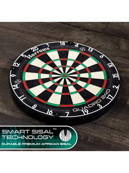 darts tábla, Harrows Quadro 240  (penge dróttal, verseny minőségű sisal)