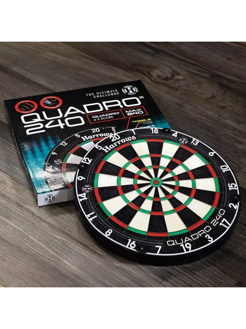 darts tábla, Harrows Quadro 240  (penge dróttal, verseny minőségű sisal)