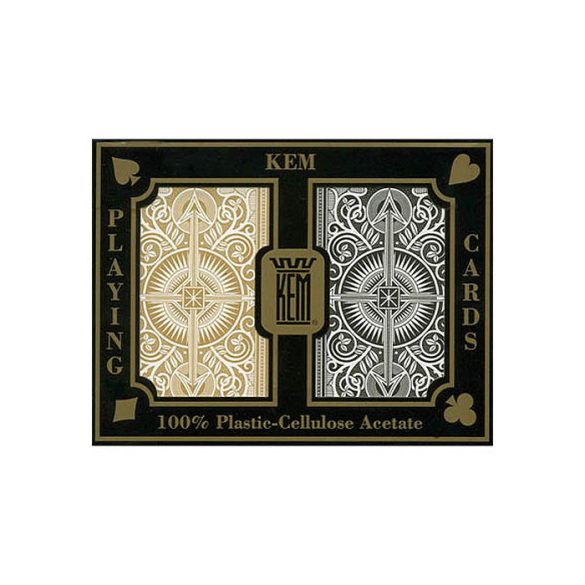 Poker card KEM Black/Gold wide 100% plastic double deck