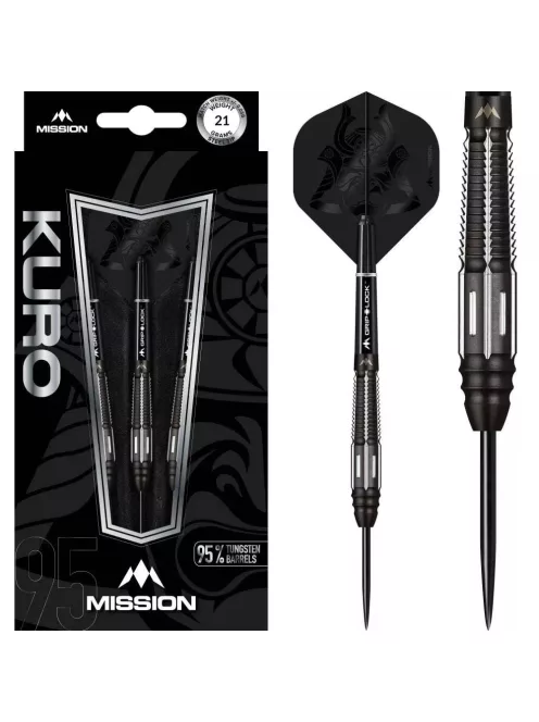 Dart szett Mission steel Kuro 21g, black, M4, rear taper, 95%