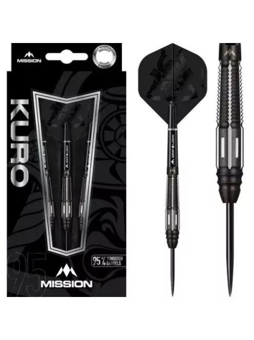 Dart szett Mission steel Kuro 23g, black, M4, rear taper, 95%