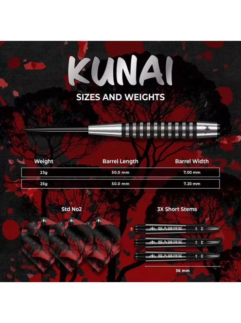 Dart szett Mission steel Kunai 25g, fekete PVD, 95%