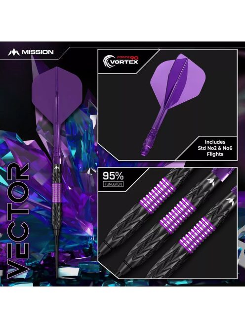 Dart szett steel Mission Vector 22g, 95%