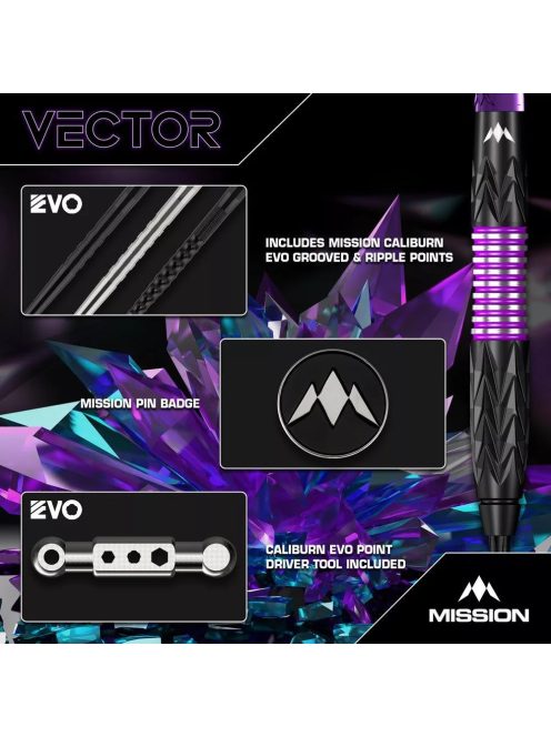 Dart szett steel Mission Vector 22g, 95%