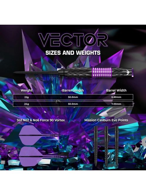 Dart szett steel Mission Vector 22g, 95%