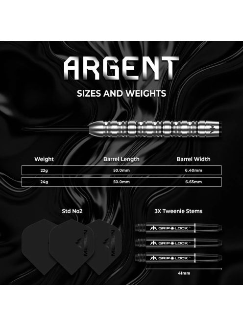Dart szett steel Mission Argent 22g, 90%